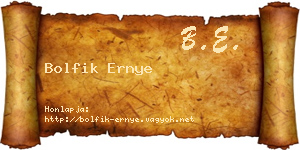 Bolfik Ernye névjegykártya